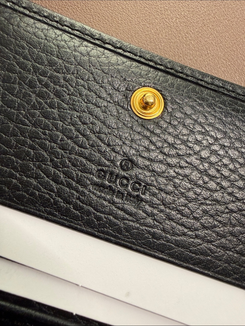 Like NEW Gucci Black Leather Compact Wallet with Gold Double G - Picture 13 of 13
